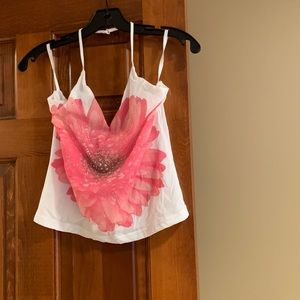 Express Sheer halter top with flower design and rhinestones - NWT